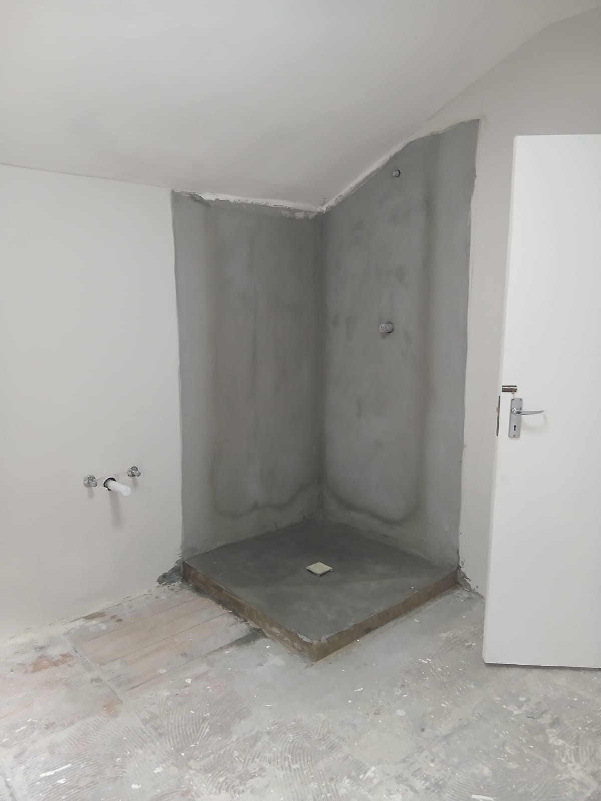 Shower area during construction