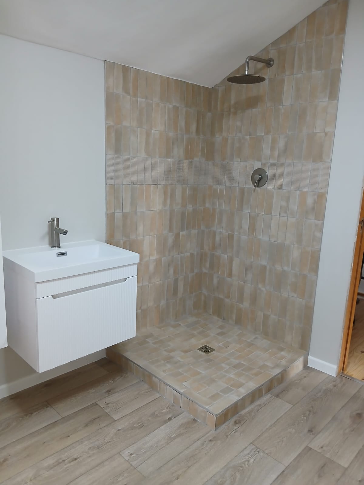Completed walk-in shower installation